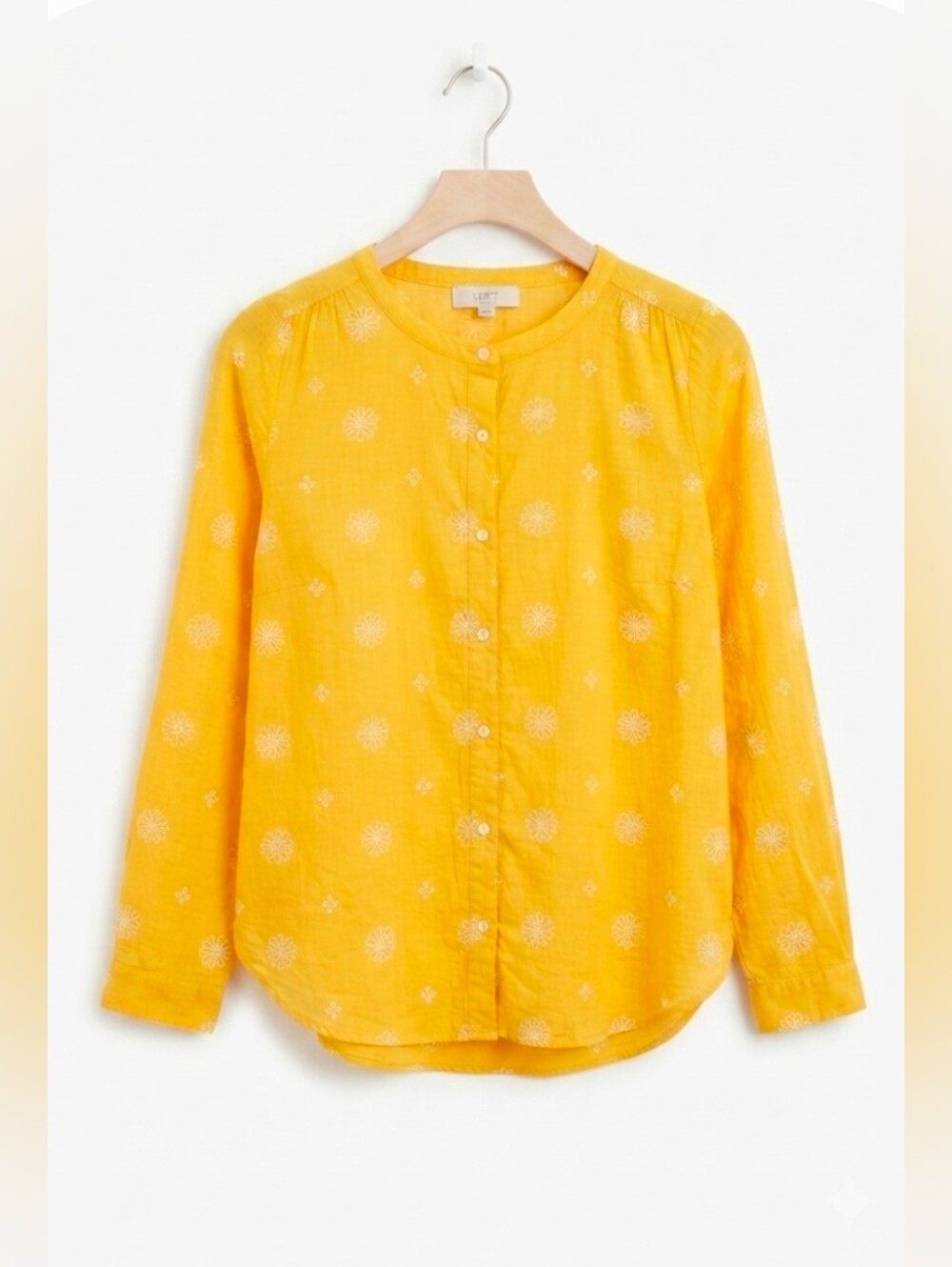LOFT Yellow Button-Front Long Sleeve Top Size SP